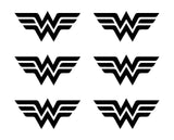 Small wonder woman symbol Vinyl Decals set of 6 wonder woman Stickers Sheet
