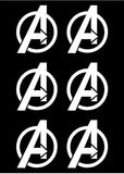 Small Avengers symbol Vinyl Decals set of 6 avengers Stickers Sheet
