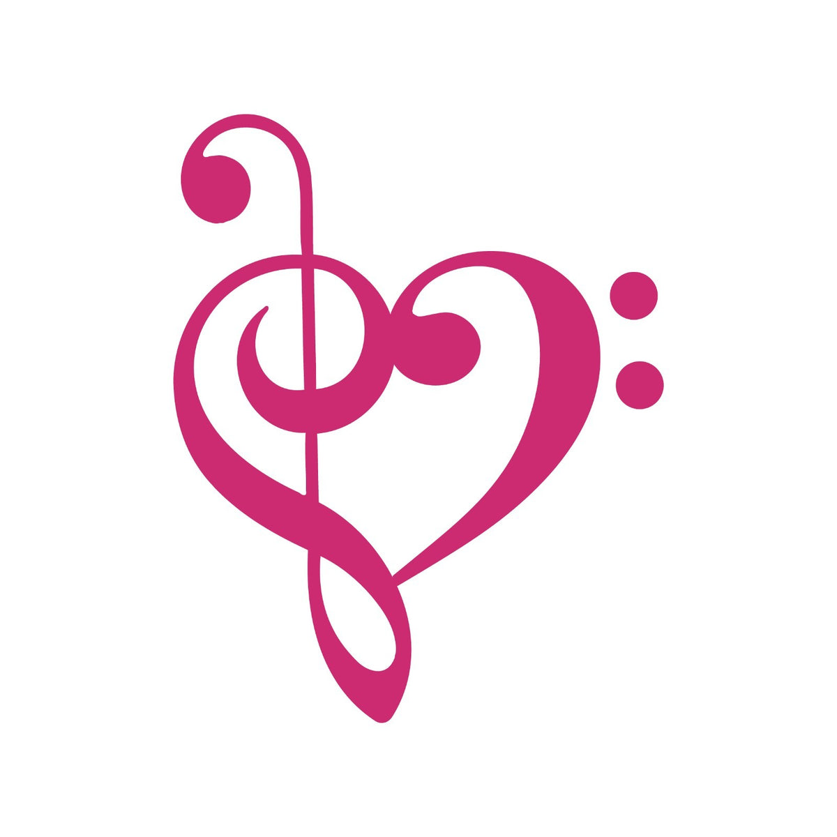 Bass clef treble heart Vinyl Decal Car SUV Laptop G Clef love of music ...