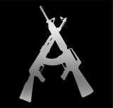 crossed guns AK 47 M16 Rifle Vinyl Decal Car Truck Window Sticker