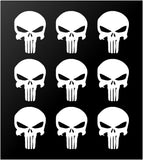 The Punisher Skull Vinyl Decals Phone Helmet Gun Mag 1" Stickers Set of 9
