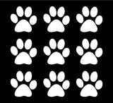 Small Pet Paw Prints Vinyl Decals Stickers Cat Dog Puppy Kittens Phone set of 9