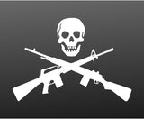 Skull with Crossed Guns Rifle Shotgun Vinyl Decal Car Truck Window Sticker