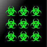 Set of 9 Biohazard Vinyl Decals Car Laptop Stickers