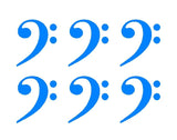Bass Clef Symbol Vinyl Decals 6 Small Phone Case Laptop Guitar 1.5" Stickers