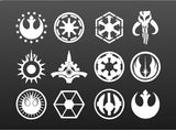 Star Wars Jedi Symbols Set Vinyl Decals Stickers