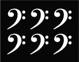Bass Clef Symbol Vinyl Decals 6 Small Phone Case Laptop Guitar 1.5" Stickers