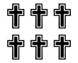 Small Christian Cross set of 6 Vinyl Decals Phone Cross Stickers Sheet