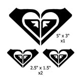 Roxy Logo Surf Girl Vinyl Decals Car Window Laptop Surfboard Stickers Set