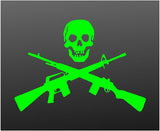 Skull with Crossed Guns Rifle Shotgun Vinyl Decal Car Truck Window Sticker
