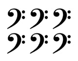 Bass Clef Symbol Vinyl Decals 6 Small Phone Case Laptop Guitar 1.5" Stickers
