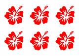 Hawaiian Hibiscus Flower Vinyl Decals Phone Laptop Small Stickers Set of 6