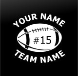 Football Team Player Personalized Car Window Custom Vinyl Decal Sticker