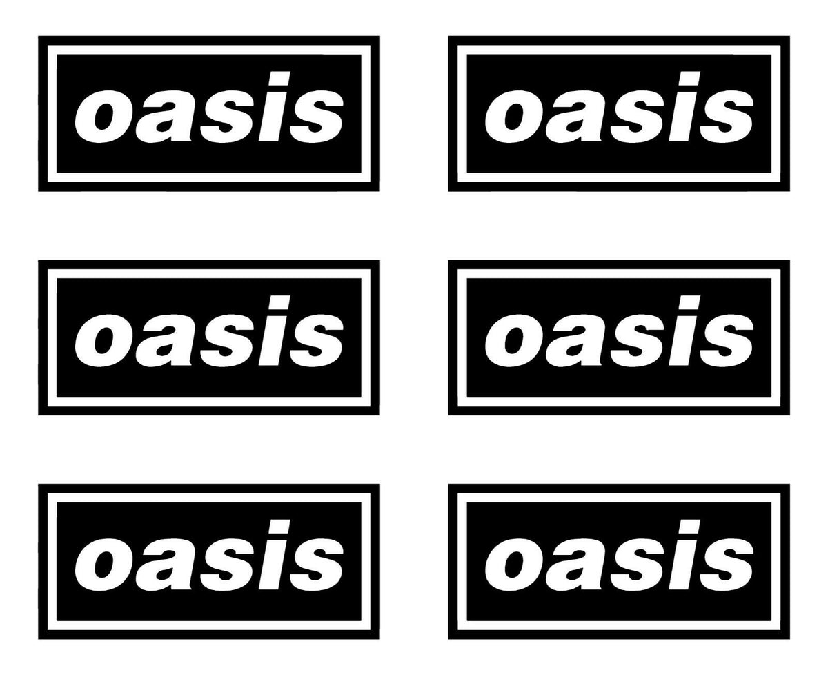 Small set of 6 Oasis band Logo Vinyl Decal Laptop Car Window