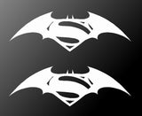 Batman vs Superman Symbol Vinyl Decals Car Window Laptop Stickers Set of 2