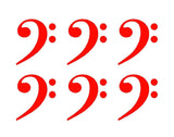 Bass Clef Symbol Vinyl Decals 6 Small Phone Case Laptop Guitar 1.5" Stickers
