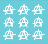 Anarchy Symbol Vinyl Decals Gun Case Phone Helmet Bike 1.5" Stickers Set of 9