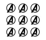 Avengers Symbol Vinyl Decals Phone Laptop Sheet of Small 1.5" Stickers