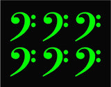 Bass Clef Symbol Vinyl Decals 6 Small Phone Case Laptop Guitar 1.5" Stickers
