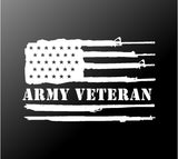 Army Veteran US Gun Flag Vinyl Decal Car Truck Window Sticker