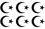 Islam Symbol Vinyl Decals Crescent and Star Stickers Set of 6