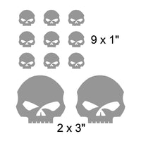 Willie G Style Skull Vinyl Decals Stickers Set