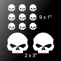 Willie G Style Skull Vinyl Decals Stickers Set