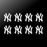 NY New York Yankees Vinyl Decals Stickers Set of 8