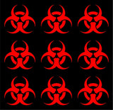 Set of 9 Biohazard Vinyl Decals Car Laptop Stickers