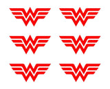 Small wonder woman symbol Vinyl Decals set of 6 wonder woman Stickers Sheet