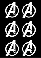 Small Avengers symbol Vinyl Decals set of 6 avengers Stickers Sheet