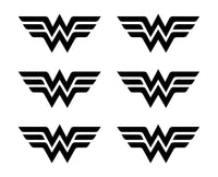 Small wonder woman symbol Vinyl Decals set of 6 wonder woman Stickers Sheet