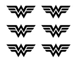 Small wonder woman symbol Vinyl Decals set of 6 wonder woman Stickers Sheet