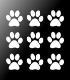 Pet Paws Animal Prints Vinyl Decal Sticker Set of 9