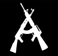 crossed guns AK 47 M16 Rifle Vinyl Decal Car Truck Window Sticker