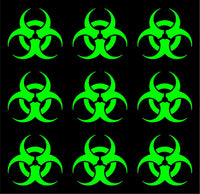 Set of 9 Biohazard Vinyl Decals Car Laptop Stickers