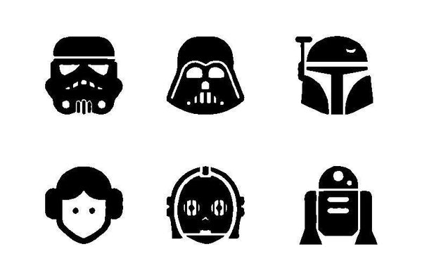 6 STAR WARS CHARACTERS Vinyl Decal Car Windows Laptop Stickers