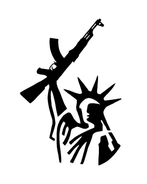 STATUE Of LIBERTY Holding Assault Rifle - Vinyl Decal Sticker Car Truck...