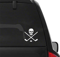 Ice Hockey Skull Crossbones Sticks Vinyl Decal Car Window Laptop Sticker