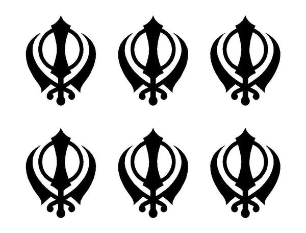 small SIKH Symbol Sticker Sikhism Religion Vinyl Decal Singh Kaur God set of 6