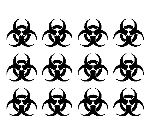 Biohazard Logo Vinyl Decals Stickers Set of 12