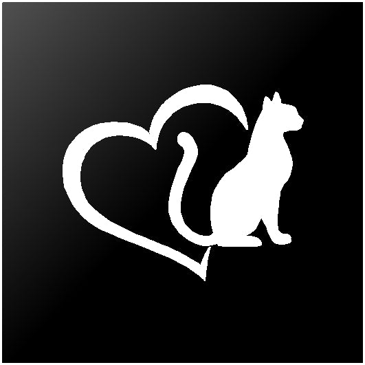 Cat Love Heart Vinyl Decals Pet Lover Sticker