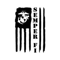 Semper Fi American Flag USMC Vinyl Decal Sticker