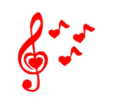 Treble Key Love Heart Notes Vinyl Decal Laptop Car Window Music Lover Sticker